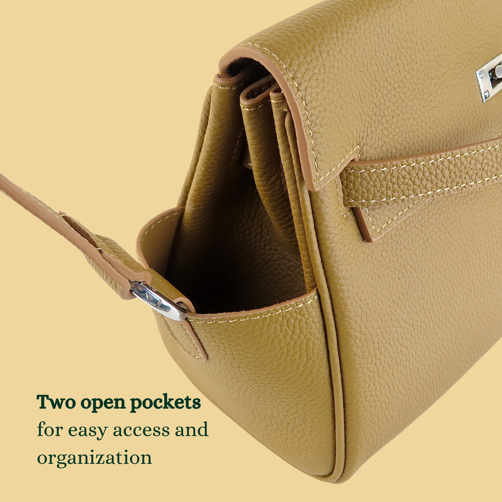 [KM-2] 25CM COWHIDE TOGO LEATHER K||Y INSPIRED UNISEX CROSS-BODY BAG