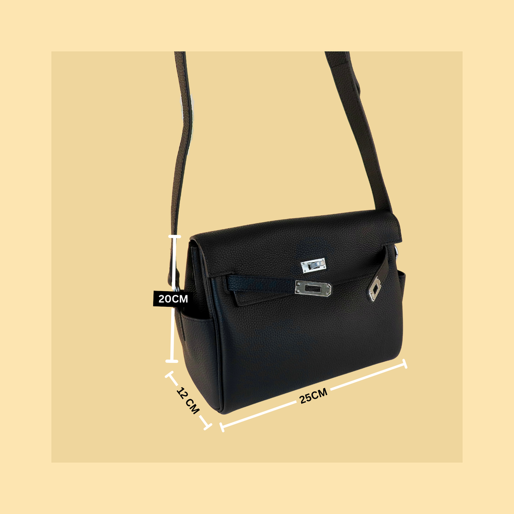 [KM-2] 25CM COWHIDE TOGO LEATHER K||Y INSPIRED UNISEX CROSS-BODY BAG