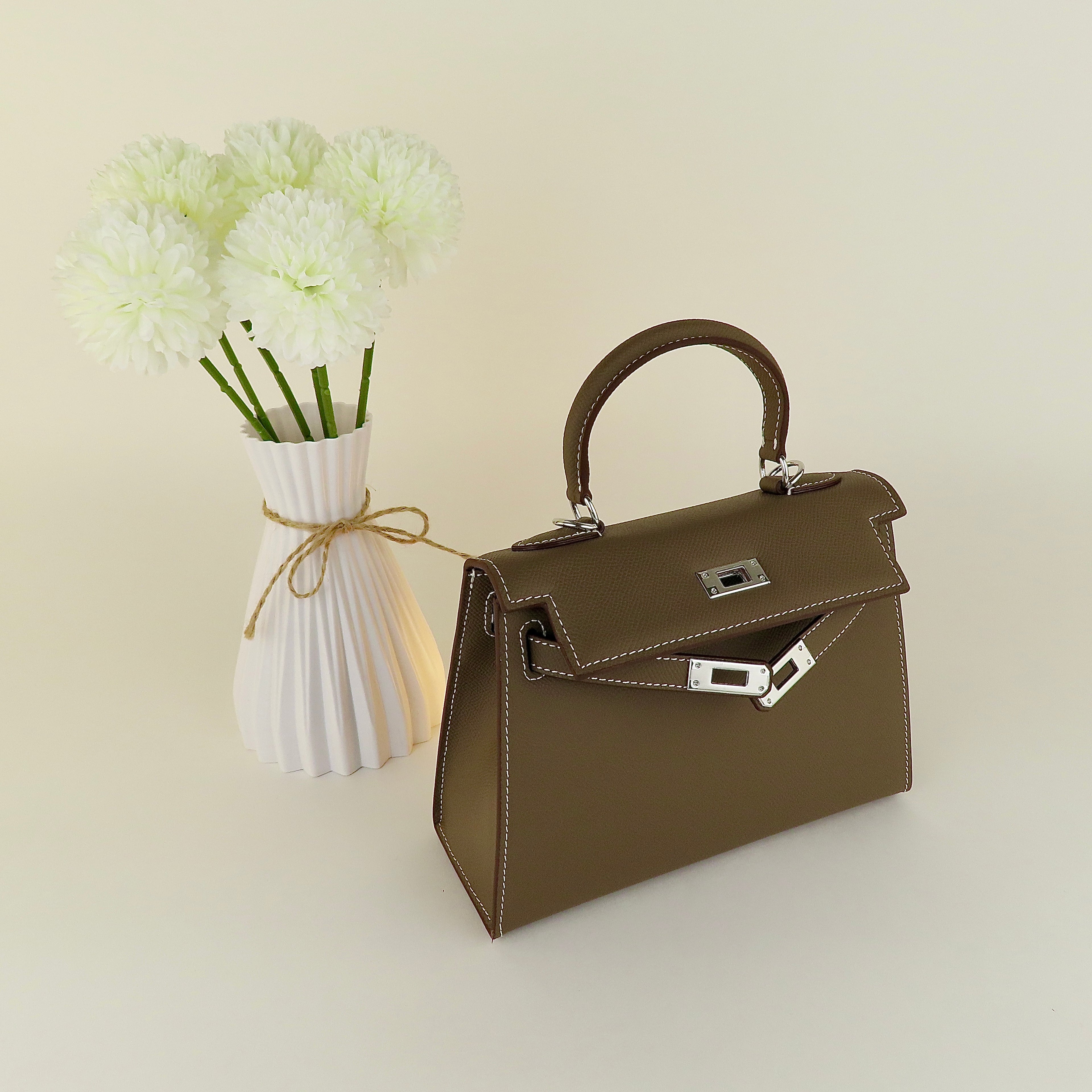 [KL-1] 22CM/25CM K||Y INSPIRED EPSOM COWHIDE LEATHER HANDBAG