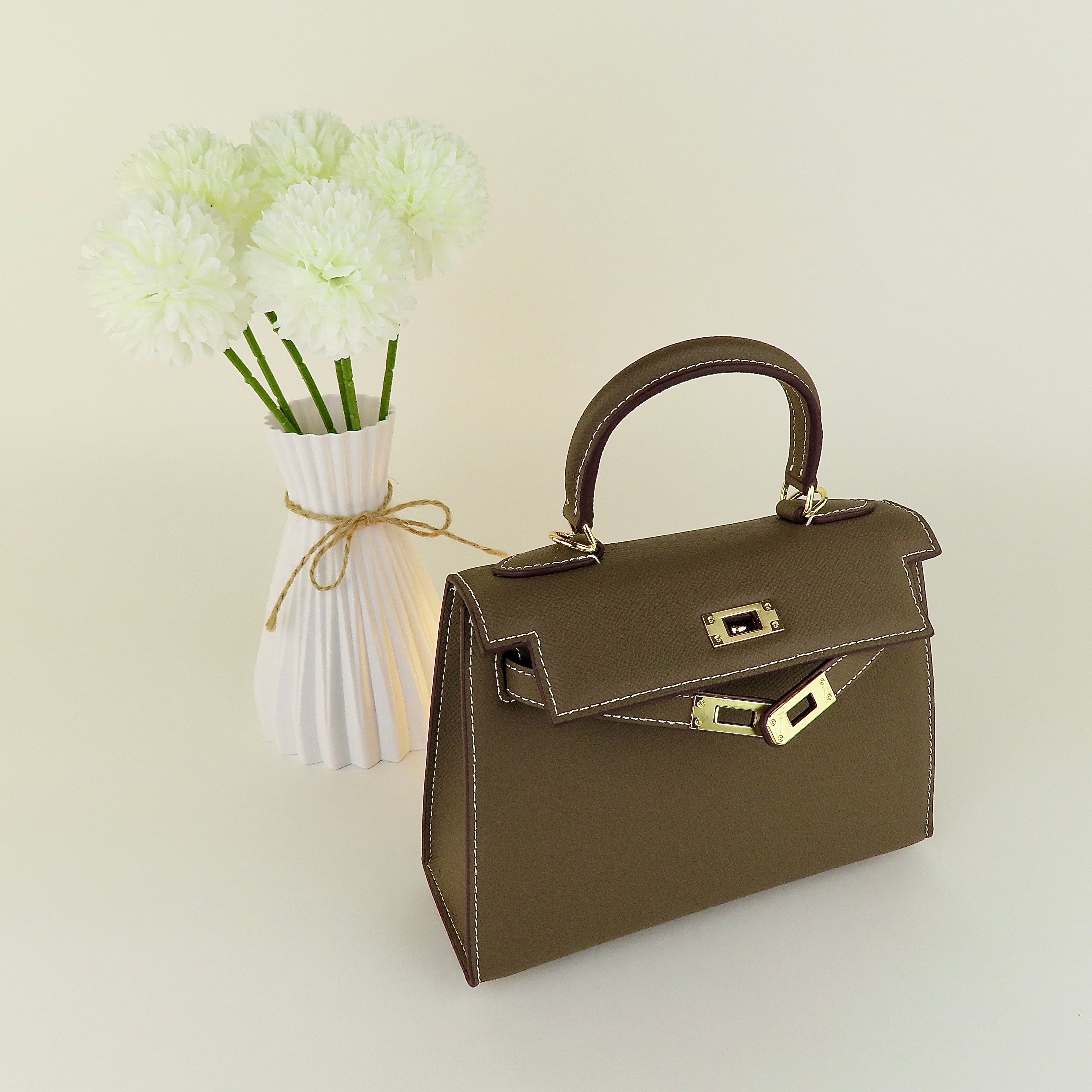 [KL-1] 22CM/25CM K||Y INSPIRED EPSOM COWHIDE LEATHER HANDBAG