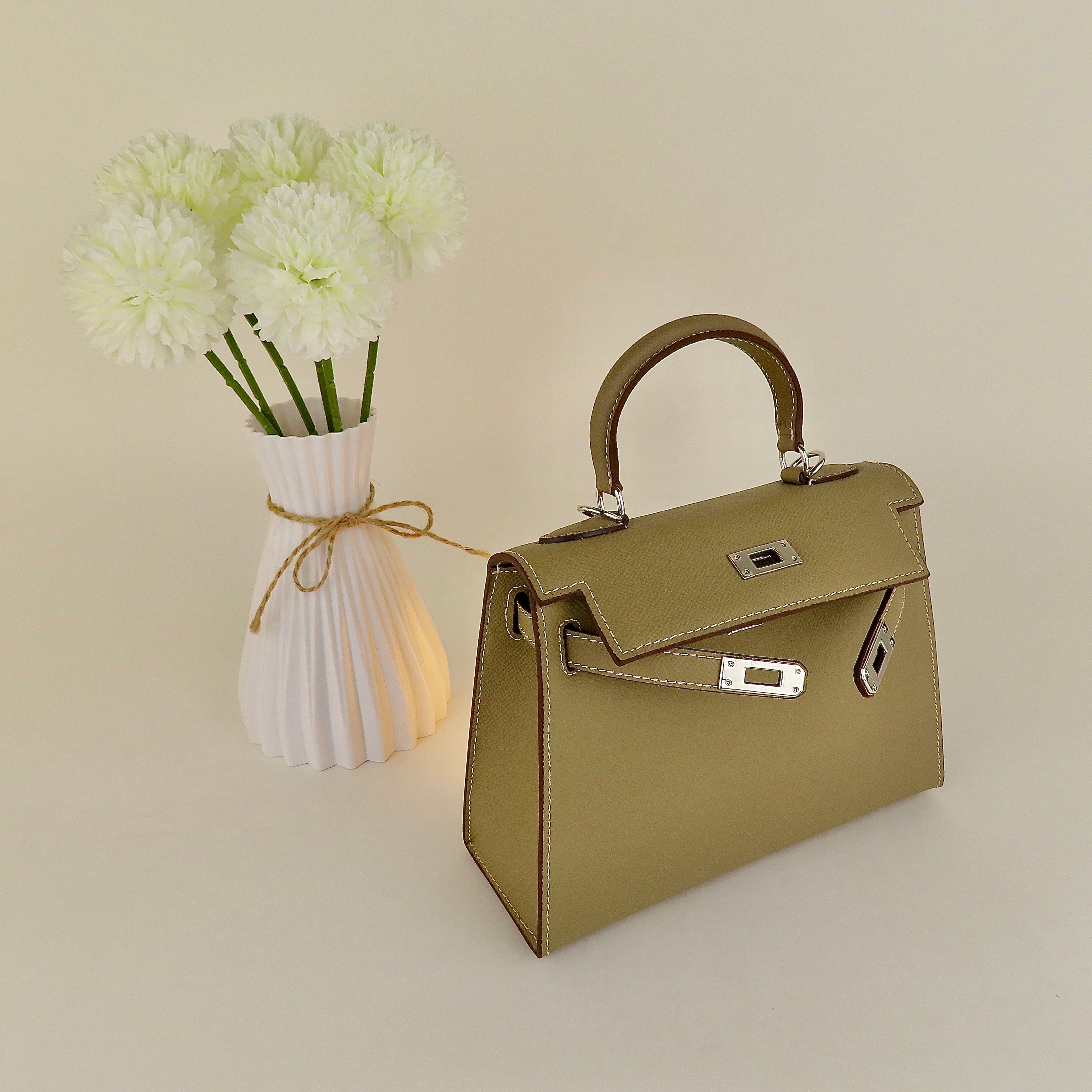 [KL-1] 22CM/25CM K||Y INSPIRED EPSOM COWHIDE LEATHER HANDBAG