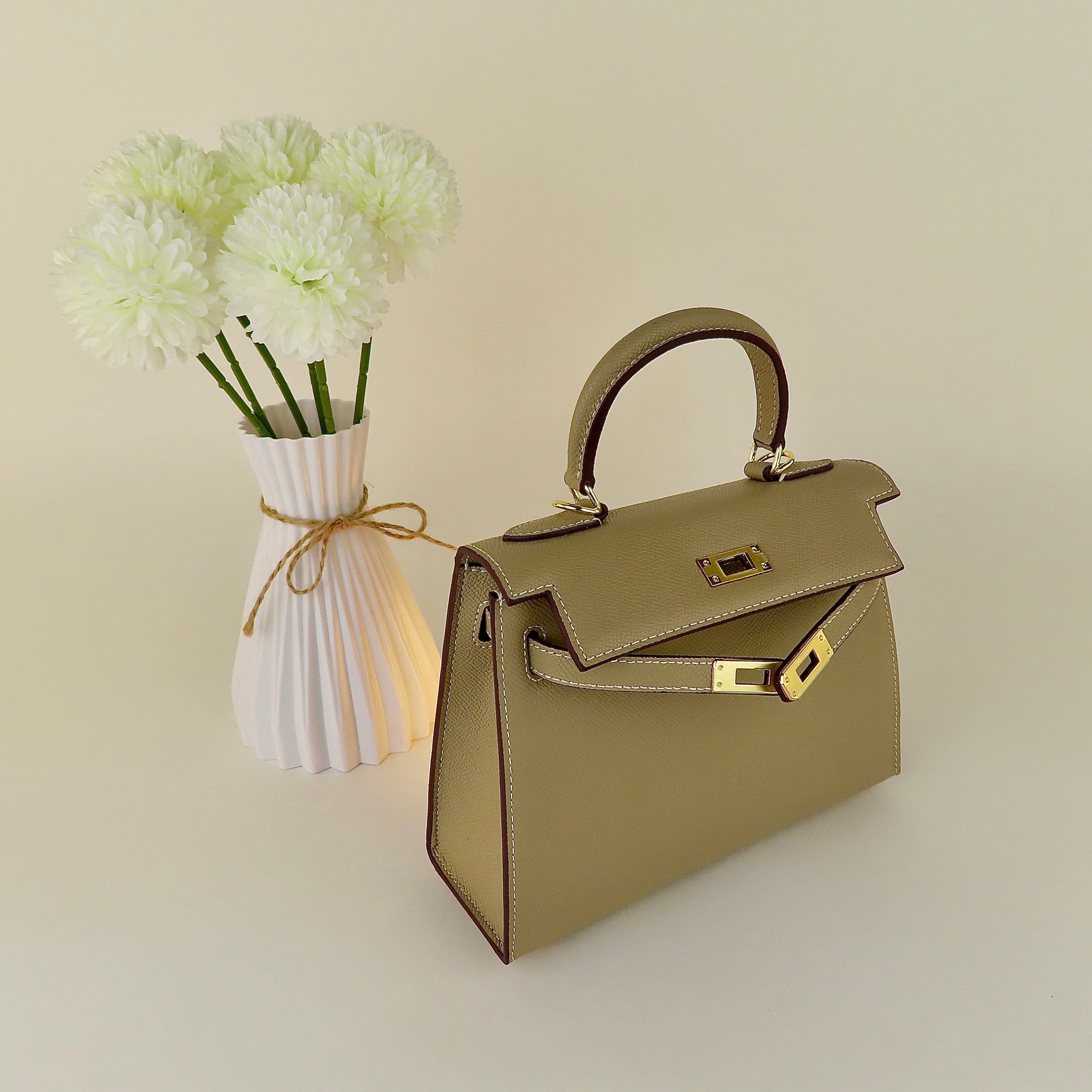 [KL-1] 22CM/25CM K||Y INSPIRED EPSOM COWHIDE LEATHER HANDBAG