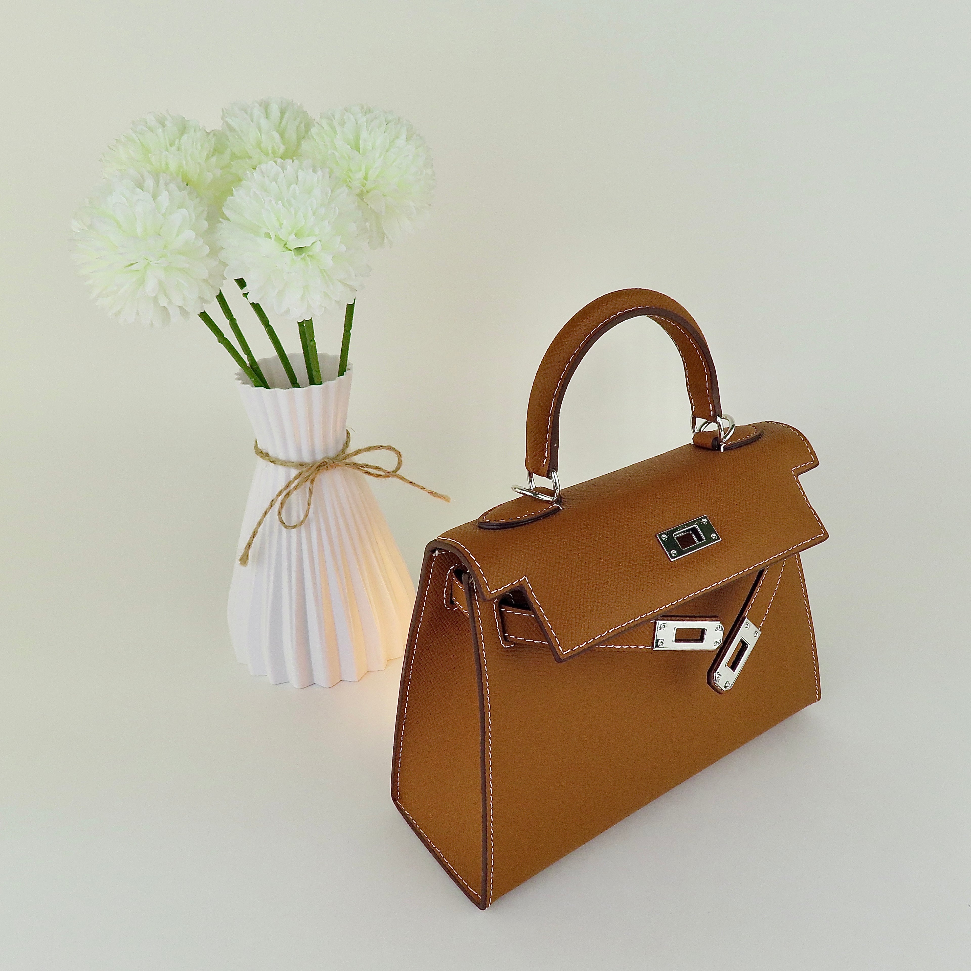 [KL-1] 22CM/25CM K||Y INSPIRED EPSOM COWHIDE LEATHER HANDBAG