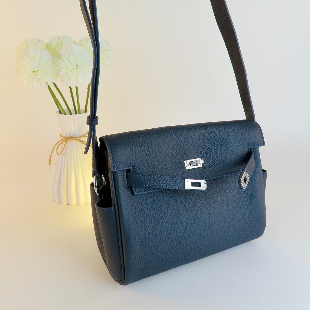 [KM-2] 25CM COWHIDE TOGO LEATHER K||Y INSPIRED UNISEX CROSS-BODY BAG