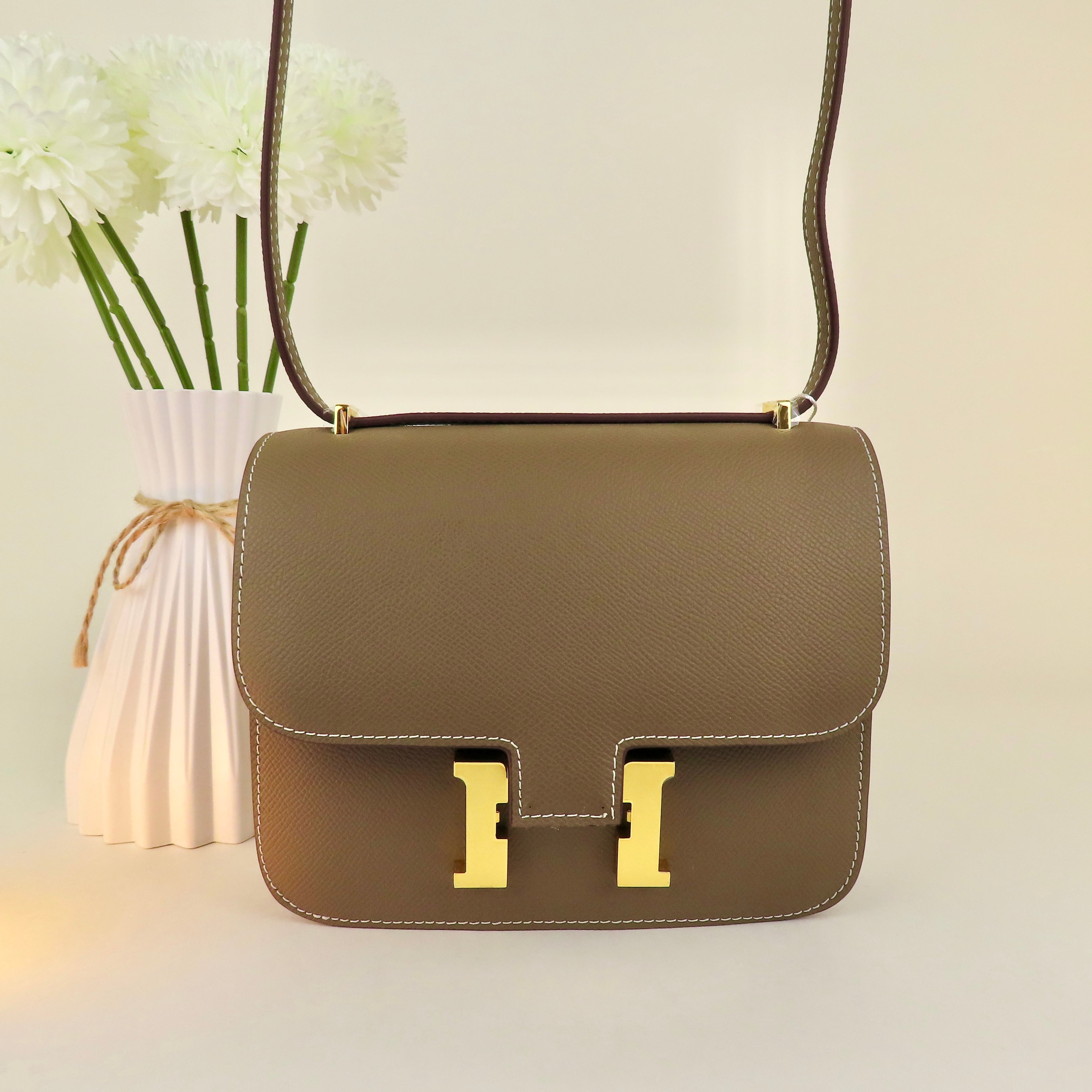 [CN-1] 19CM CONS INSPIRED CLASSIC REAL EPSOM COWHIDE LEATHER PALM PRINT/HIMALAYAN CROSSBODY HANDBAG