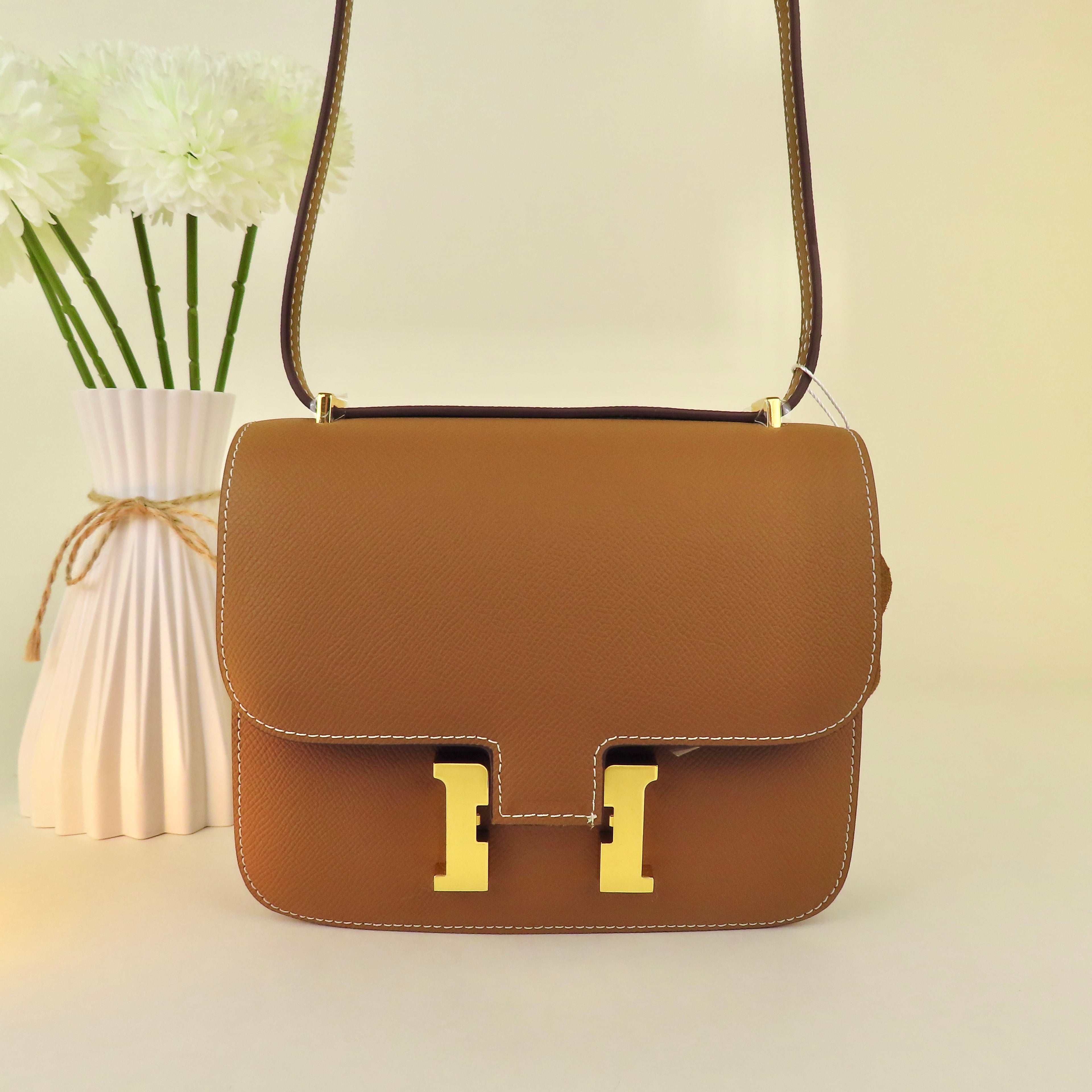 [CN-1] 19CM CONS INSPIRED CLASSIC REAL EPSOM COWHIDE LEATHER PALM PRINT/HIMALAYAN CROSSBODY HANDBAG