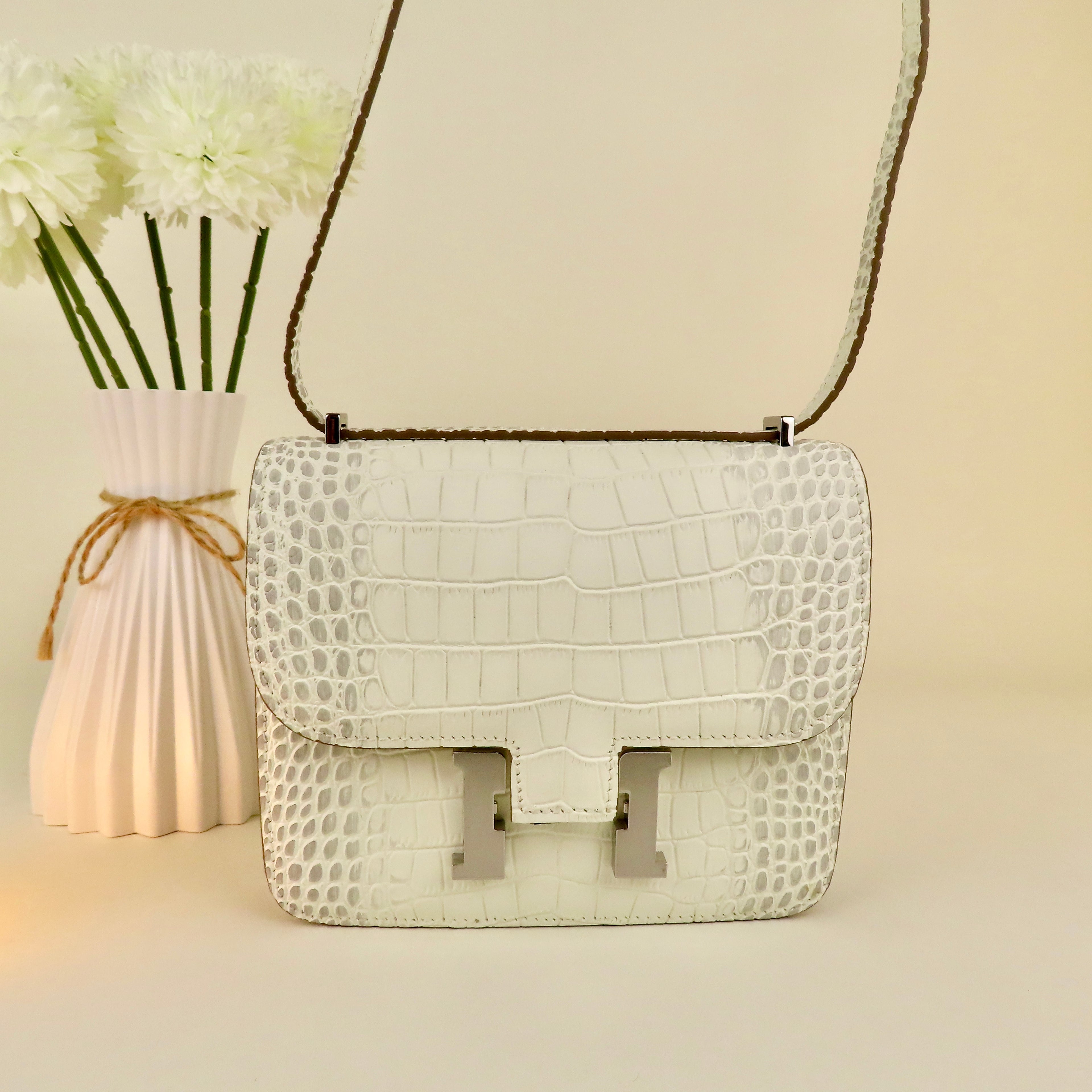 [CN-1] 19CM CONS INSPIRED CLASSIC REAL EPSOM COWHIDE LEATHER PALM PRINT/HIMALAYAN CROSSBODY HANDBAG