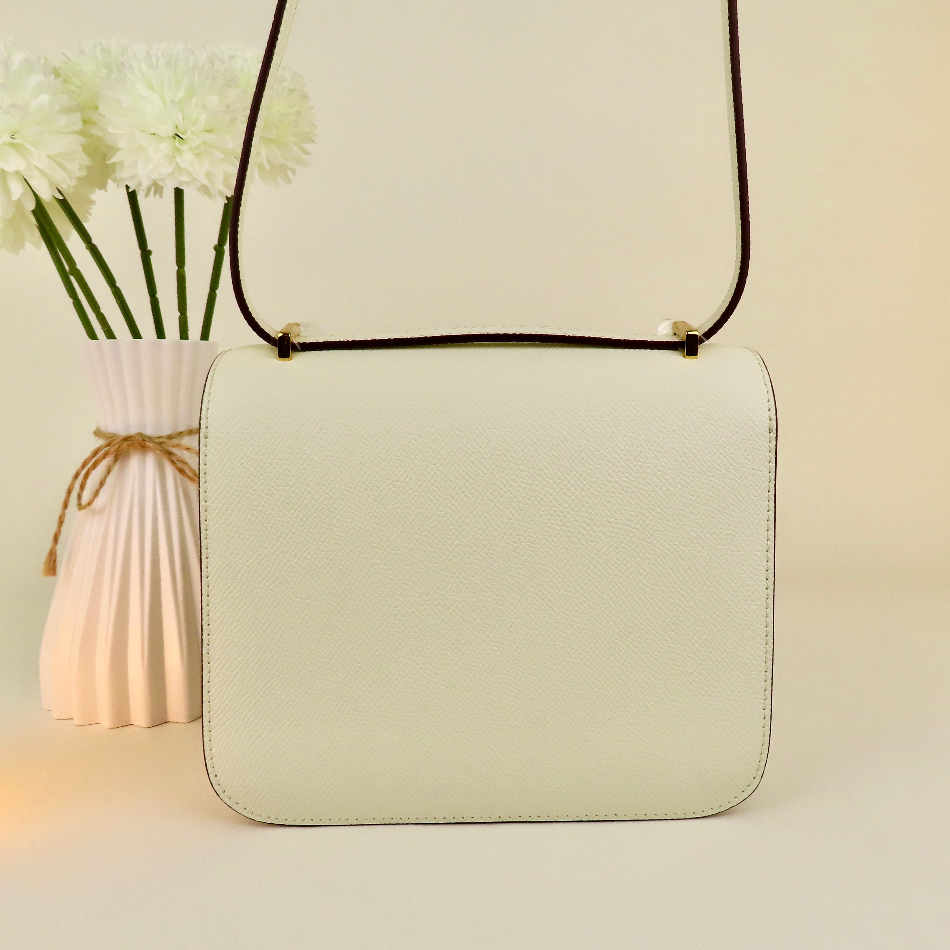 [CN-1] 19CM CONS INSPIRED CLASSIC REAL EPSOM COWHIDE LEATHER PALM PRINT/HIMALAYAN CROSSBODY HANDBAG